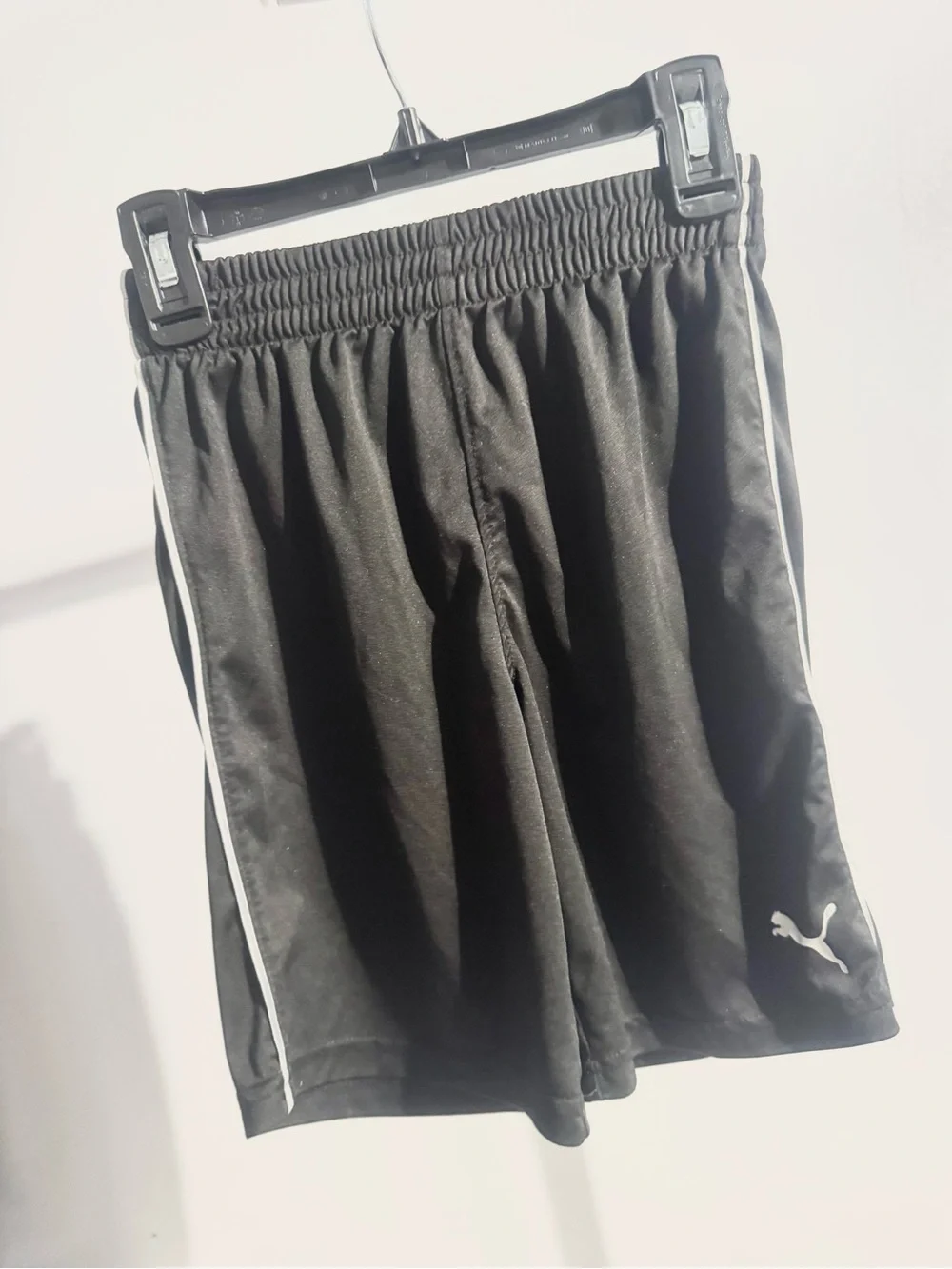 Puma Black Shorts with White Label and Green Logo